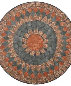 vidaXL 3 Piece Mosaic Bistro Set Ceramic Tile Orange/Grey