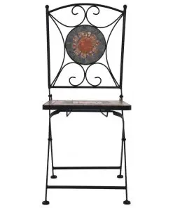 vidaXL 3 Piece Mosaic Bistro Set Ceramic Tile Orange/Grey