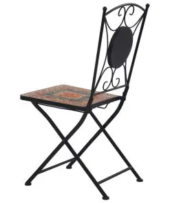 vidaXL 3 Piece Mosaic Bistro Set Ceramic Tile Orange/Grey