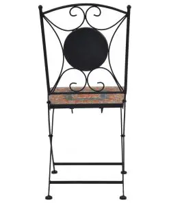 vidaXL 3 Piece Mosaic Bistro Set Ceramic Tile Orange/Grey