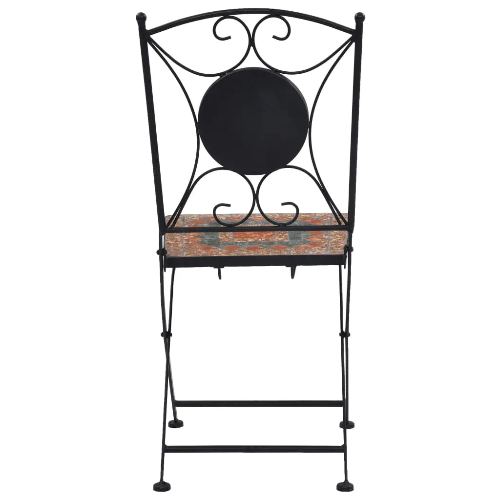 vidaXL 3 Piece Mosaic Bistro Set Ceramic Tile Orange/Grey