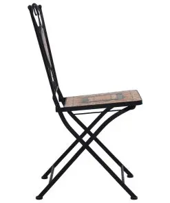 vidaXL 3 Piece Mosaic Bistro Set Ceramic Tile Orange/Grey