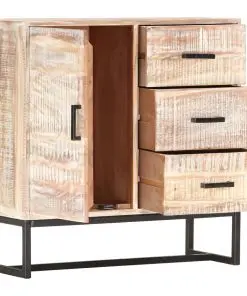 vidaXL Sideboard White 73x30x75 cm Solid Acacia Wood