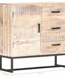 vidaXL Sideboard White 73x30x75 cm Solid Acacia Wood