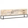 vidaXL TV Cabinet White 140x30x45 cm Solid Acacia Wood