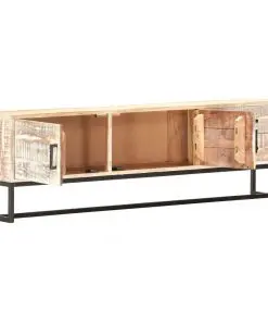 vidaXL TV Cabinet White 140x30x45 cm Solid Acacia Wood