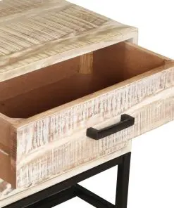 vidaXL TV Cabinet White 140x30x45 cm Solid Acacia Wood