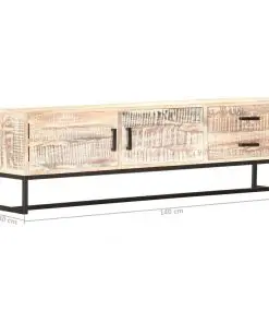 vidaXL TV Cabinet White 140x30x45 cm Solid Acacia Wood