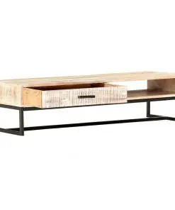 vidaXL Coffee Table White 117x50x30 cm Solid Acacia Wood