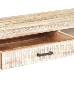 vidaXL Coffee Table White 117x50x30 cm Solid Acacia Wood