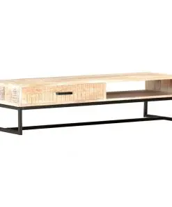 vidaXL Coffee Table White 117x50x30 cm Solid Acacia Wood