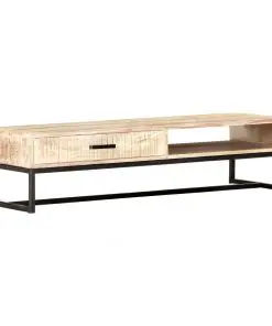 vidaXL Coffee Table White 117x50x30 cm Solid Acacia Wood