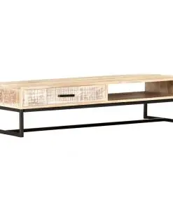 vidaXL Coffee Table White 117x50x30 cm Solid Acacia Wood