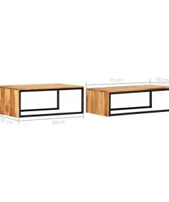 vidaXL Nesting Tables 2 pcs Solid Sheesham Wood