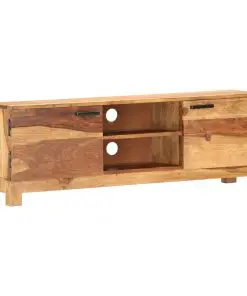 vidaXL TV Cabinet White 118x30x40 cm Solid Sheesham Wood