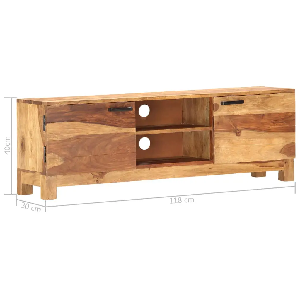 vidaXL TV Cabinet White 118x30x40 cm Solid Sheesham Wood