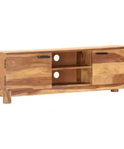 vidaXL TV Cabinet White 118x30x40 cm Solid Sheesham Wood