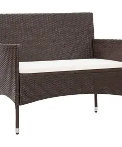vidaXL 4 Piece Garden Lounge Set with Cushions Poly Rattan Brown