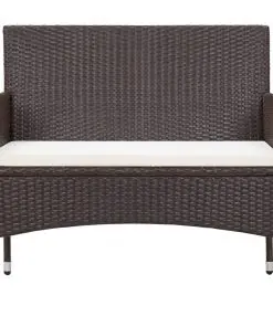 vidaXL 4 Piece Garden Lounge Set with Cushions Poly Rattan Brown