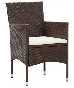 vidaXL 4 Piece Garden Lounge Set with Cushions Poly Rattan Brown