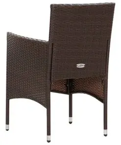 vidaXL 4 Piece Garden Lounge Set with Cushions Poly Rattan Brown