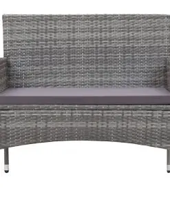 vidaXL 4 Piece Garden Lounge Set with Cushions Poly Rattan Grey