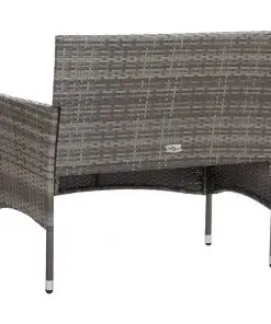vidaXL 4 Piece Garden Lounge Set with Cushions Poly Rattan Grey
