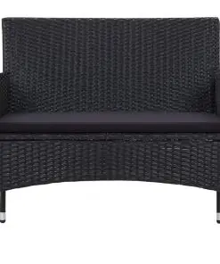 vidaXL 4 Piece Garden Lounge Set with Cushions Poly Rattan Black