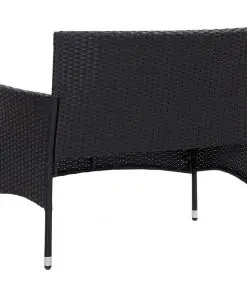vidaXL 4 Piece Garden Lounge Set with Cushions Poly Rattan Black