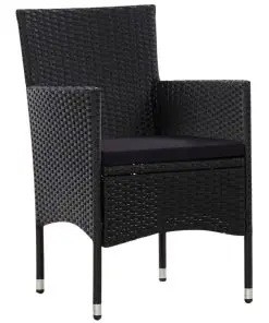 vidaXL 4 Piece Garden Lounge Set with Cushions Poly Rattan Black