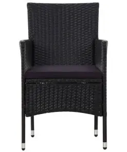 vidaXL 4 Piece Garden Lounge Set with Cushions Poly Rattan Black
