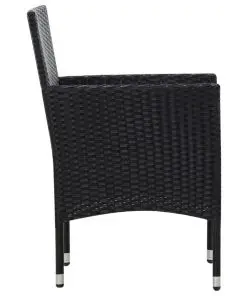 vidaXL 4 Piece Garden Lounge Set with Cushions Poly Rattan Black