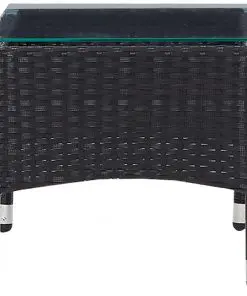 vidaXL 4 Piece Garden Lounge Set with Cushions Poly Rattan Black