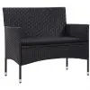 vidaXL Garden Bench 103 cm Poly Rattan Black