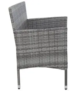 vidaXL 3-Seater Garden Sofa with Cushions Grey Poly Rattan