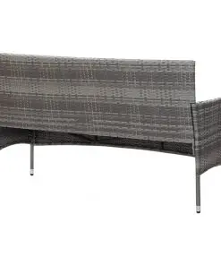 vidaXL 3-Seater Garden Sofa with Cushions Grey Poly Rattan