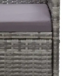 vidaXL 3-Seater Garden Sofa with Cushions Grey Poly Rattan