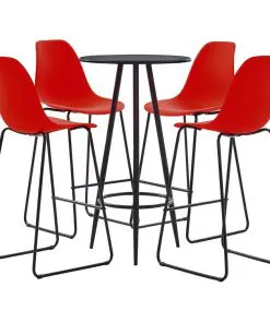 vidaXL 5 Piece Bar Set Plastic Red