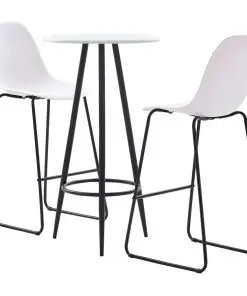 vidaXL 3 Piece Bar Set Plastic White