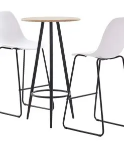 vidaXL 3 Piece Bar Set Plastic White