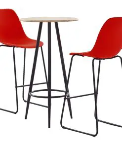vidaXL 3 Piece Bar Set Plastic Red