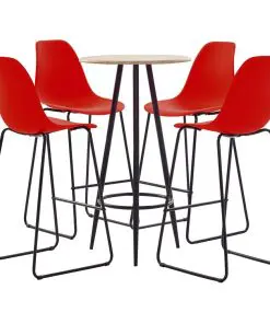 vidaXL 5 Piece Bar Set Plastic Red