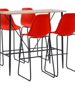 vidaXL 5 Piece Bar Set Plastic Red