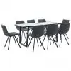 vidaXL 9 Piece Dining Set Black Faux Leather vidaXL 9 Piece Dining Set Black Faux Leather