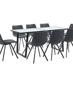 vidaXL 9 Piece Dining Set Black Faux Leather