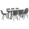 vidaXL 9 Piece Dining Set Grey Faux Leather