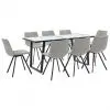 vidaXL 9 Piece Dining Set Light Grey Faux Leather