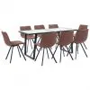 vidaXL 9 Piece Dining Set Medium Brown Faux Leather