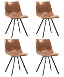 vidaXL 9 Piece Dining Set Cognac Faux Leather