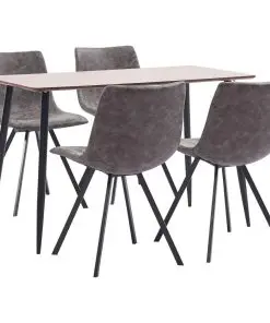vidaXL 5 Piece Dining Set Brown Faux Leather